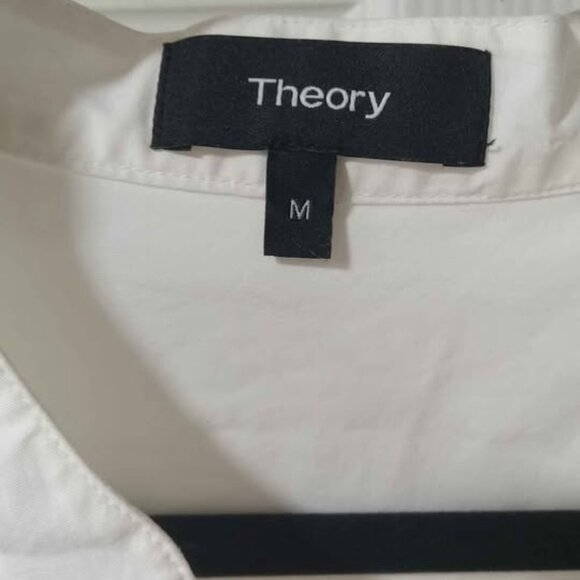 Theory Poplin Lace Up Short Sleeve Women's Top, Size Medium - Picture 4 of 6